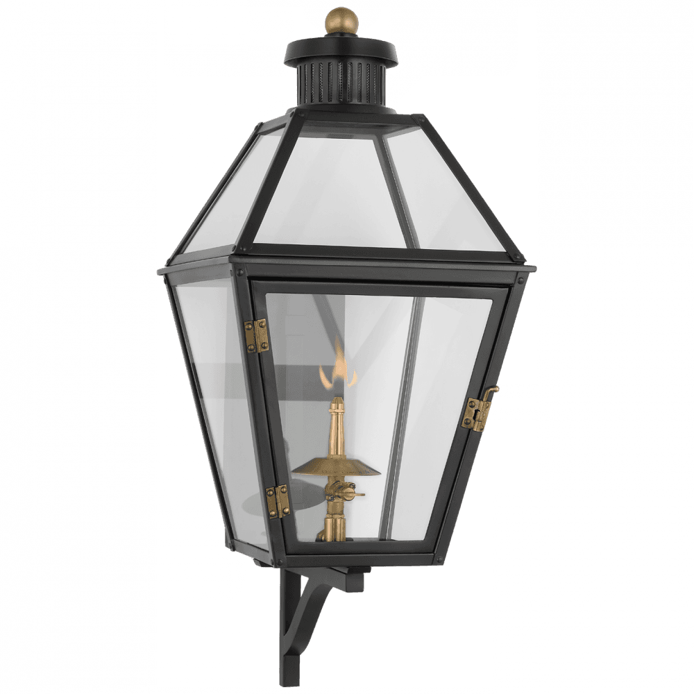 Visual Comfort Signature Stratford Small Bracketed Gas Wall Lantern Matte Black