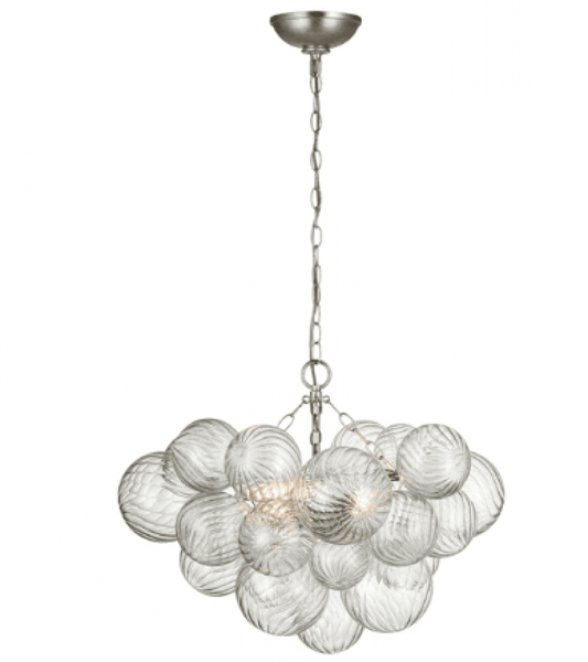 Visual Comfort Signature Talia Small Chandelier Burnished Silver Leaf and Clear Swirled Gla