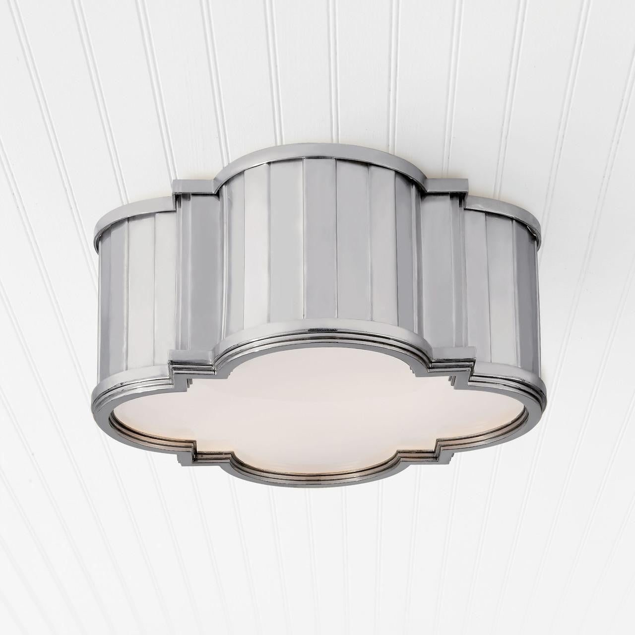 Visual Comfort & Co. Signature Collection Tilden Flush Mount, 2-Light, Polished Nickel, White Glass, 11.25"W (TOB 4130PN-WG 2JYRV)