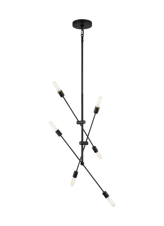 Visual Comfort Studio Axis 6 Light Large LED Chandelier Midnight Black