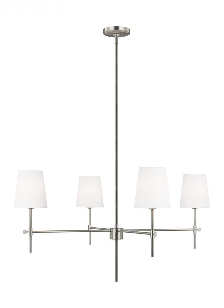 Visual Comfort Studio Baker 4 Light Large LED Chandelier Brushed Nickel