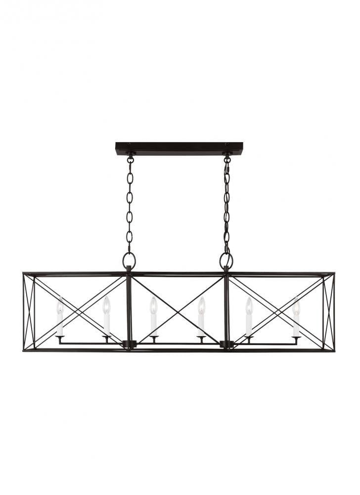 Visual Comfort Studio Beatrix 6 Light Large Linear Lantern Aged Iron