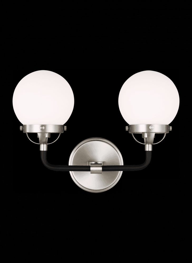 Visual Comfort Studio Café 2 Light Bath Wall Sconce Brushed Nickel