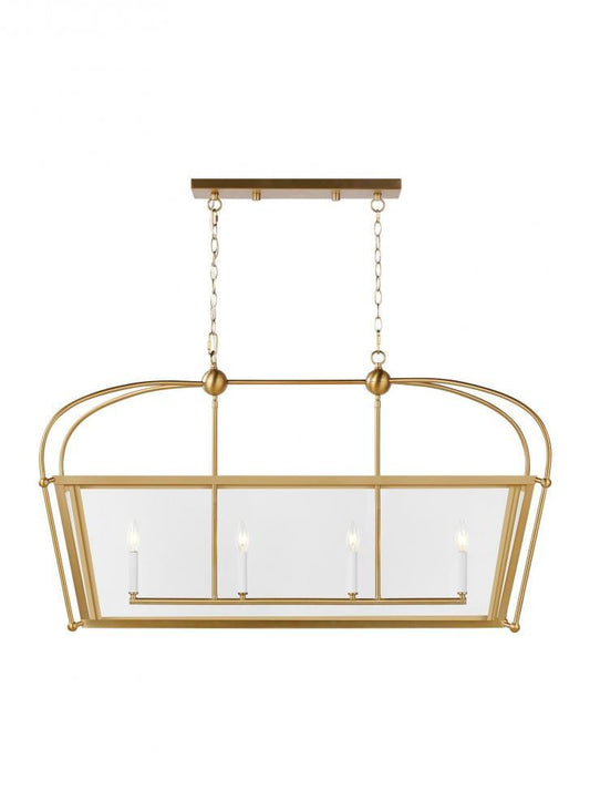 Visual Comfort Studio Charleston 4 Light LED Linear Lantern Satin Brass