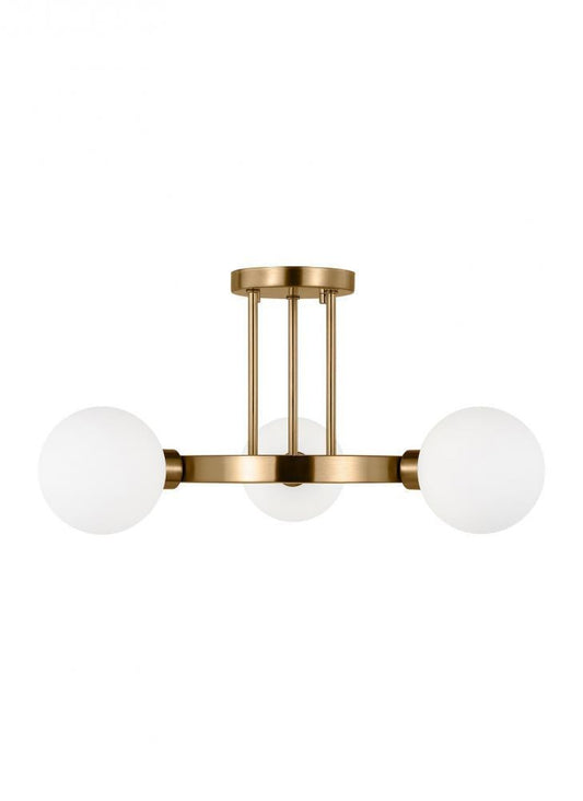 Visual Comfort Studio Clybourn 3 Light Semi-Flush Mount Satin Brass