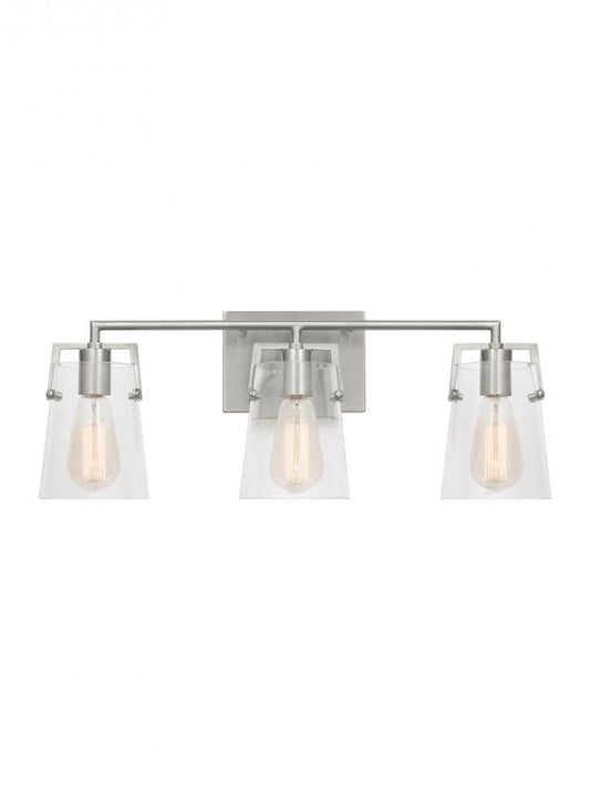 Visual Comfort Studio Crofton 3 Light Vanity Light Brushed Steel