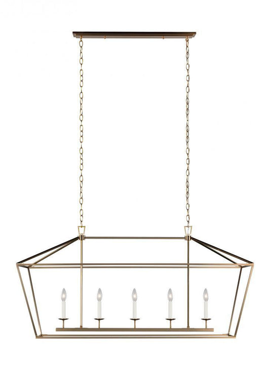 Visual Comfort Studio Dianna 5 Light Medium LED Linear Chandelier Satin Brass