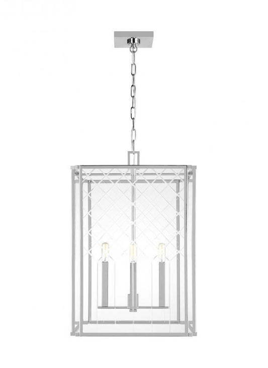 Visual Comfort & Co. Studio Collection Erro Chandelier, 4-Light, Polished Nickel, Clear Shade, 24.25"H (AC1144PN 706X47D)