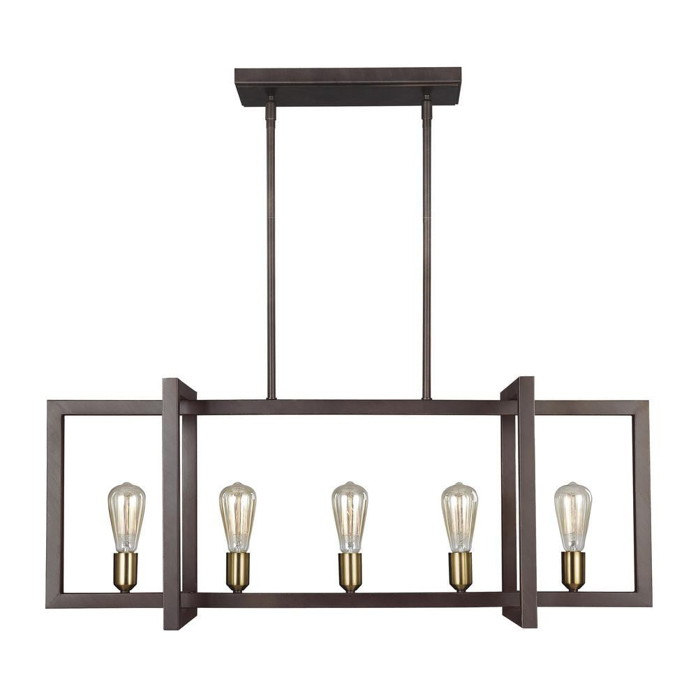 Visual Comfort Studio Finnegan 5 Light Medium Linear Chandelier New World Bronze