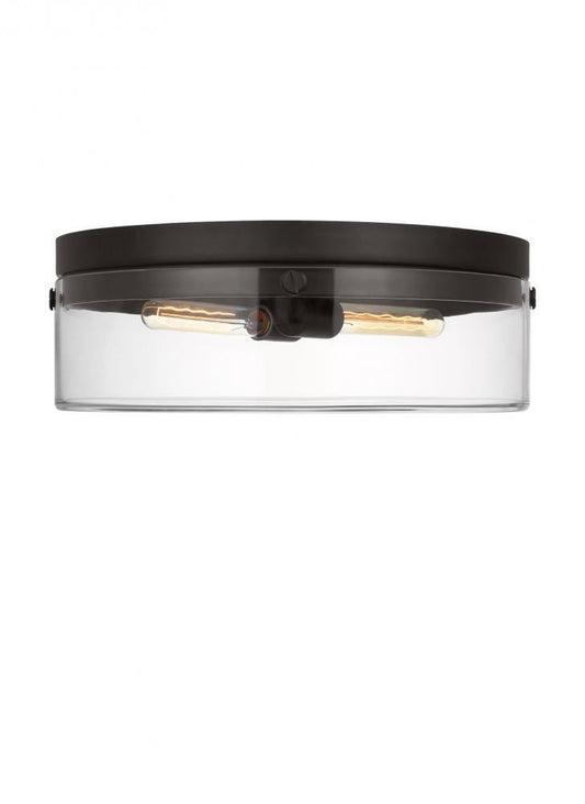 Visual Comfort Studio Garrett 2 Light Large Flush Mount Aged Iron