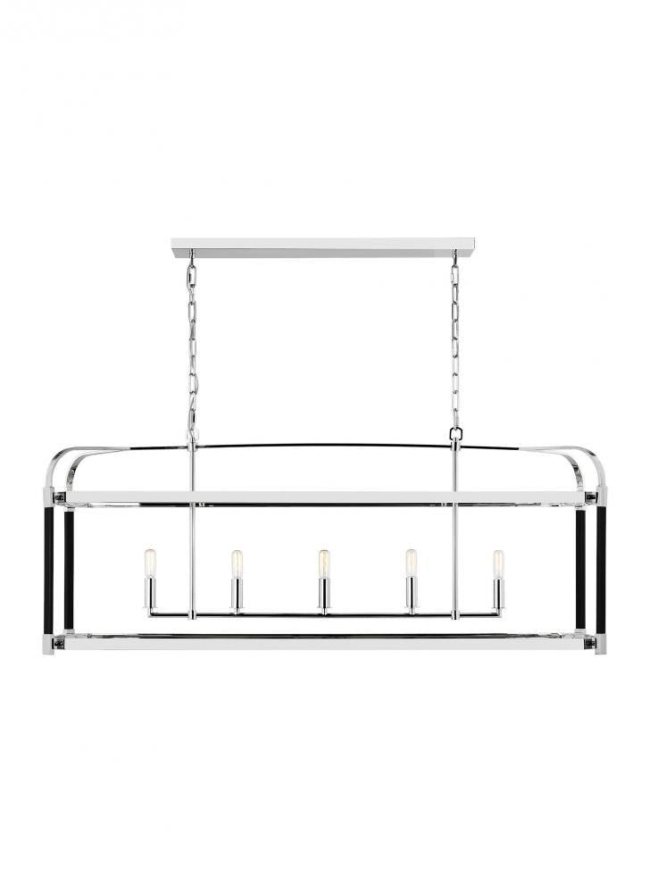 Visual Comfort Studio Hadley 5 Light Linear Chandelier Polished Nickel