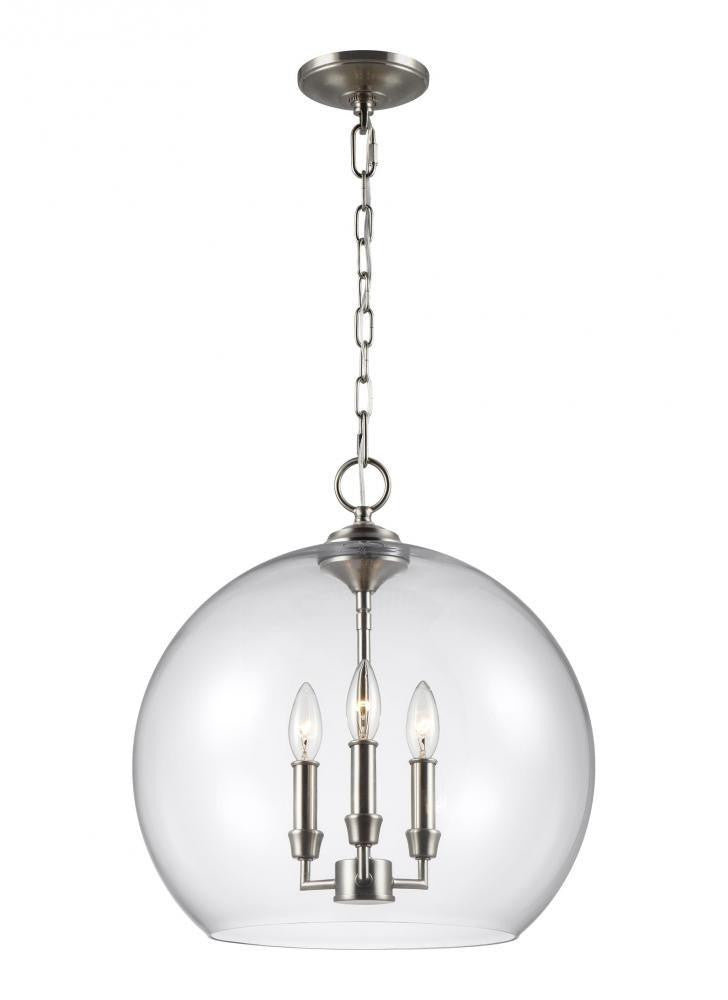 Visual Comfort Studio Lawler 3 Light Orb Pendant Satin Nickel