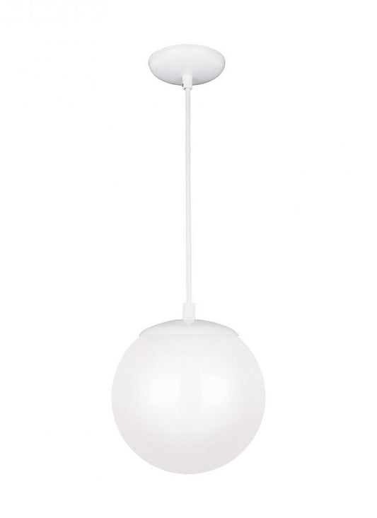 Leo Small Globe Pendant - White, A19, Smooth White