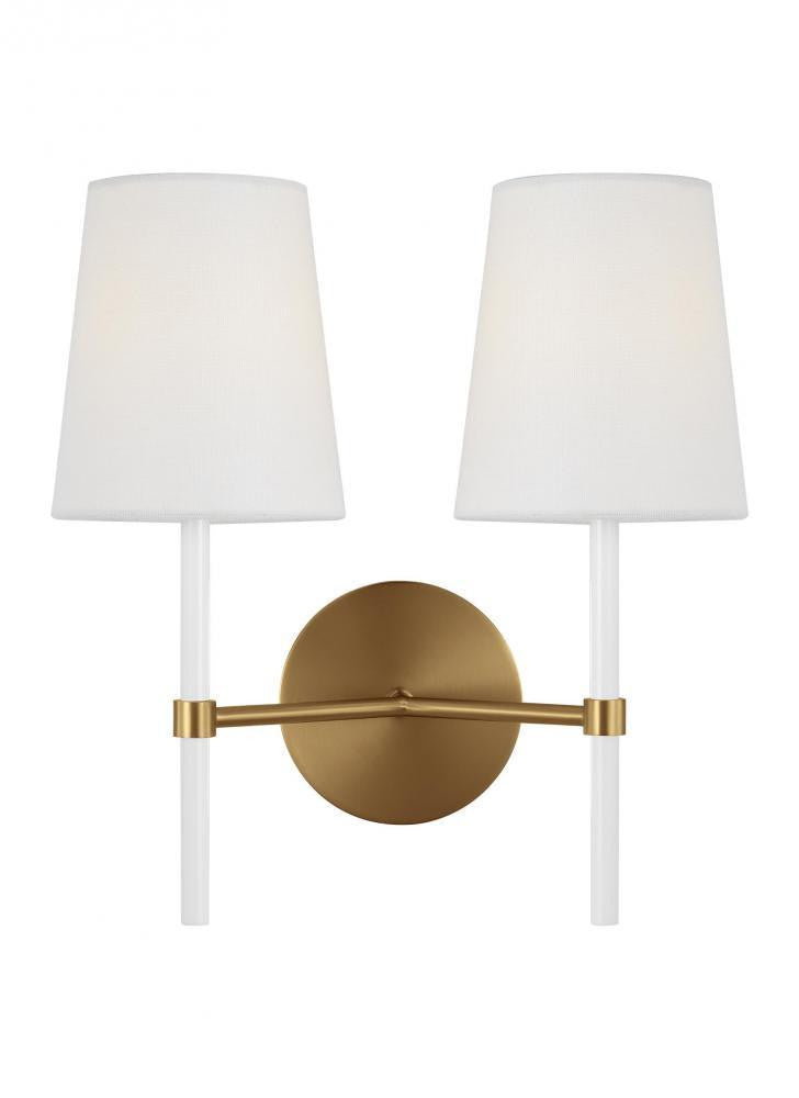 Visual Comfort Studio Monroe Double Wall Sconce Burnished Brass