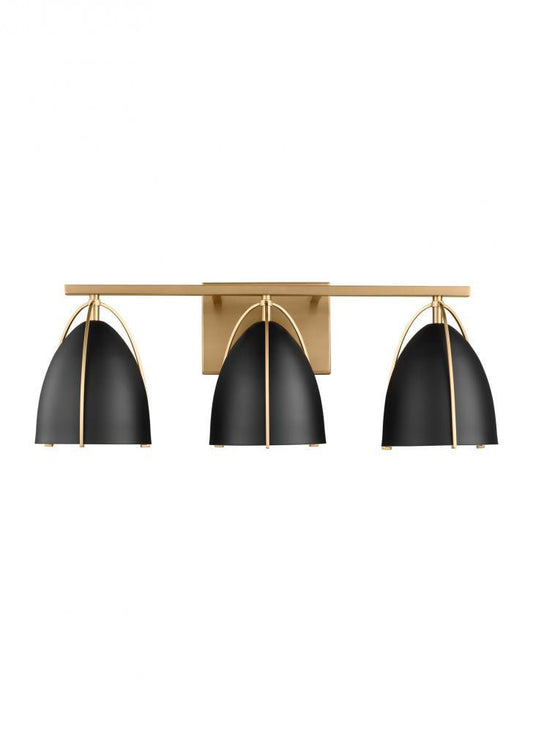 Visual Comfort Studio Norman 3 Light Bath Wall Sconce Satin Brass