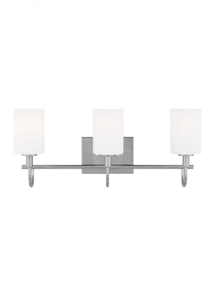 Visual Comfort Studio Oak Moore 3 Light Bath Wall Sconce Brushed Nickel