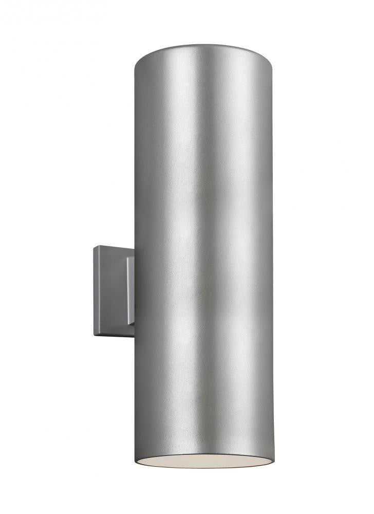 Visual Comfort Studio Outdoor Cylinders Large 2 Light Outdoor LED Wall Painted Brushed Nickel