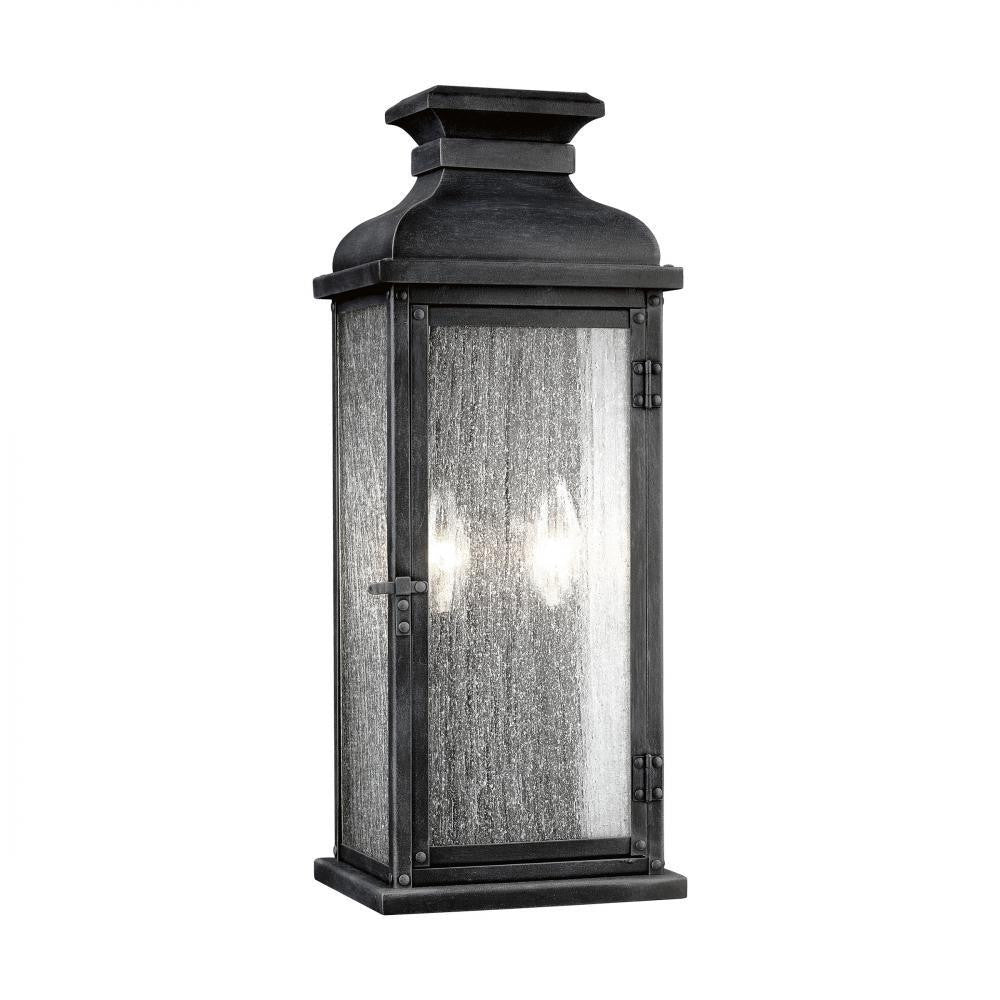 Visual Comfort Studio Pediment 2 Light Medium Lantern Dark Weathered Zinc