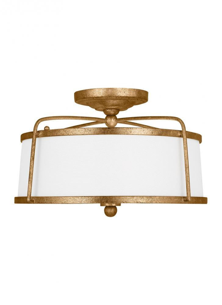 Visual Comfort Studio Stonington 2 Light Medium Semi-Flush Mount Antique Gild