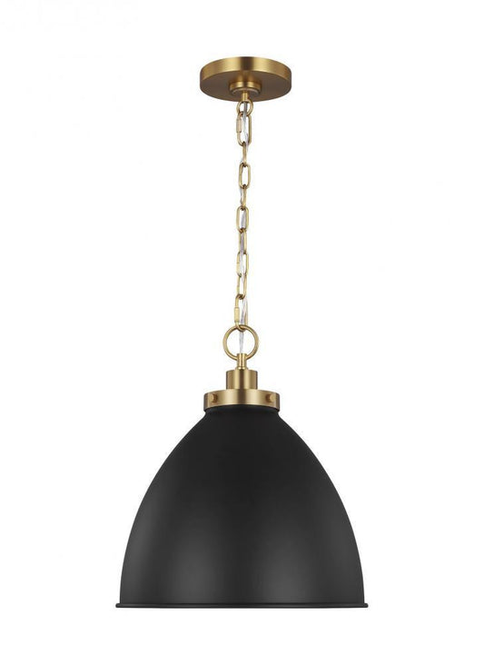 Visual Comfort Studio Wellfleet Medium Dome Pendant Midnight Black and Polished Nickel