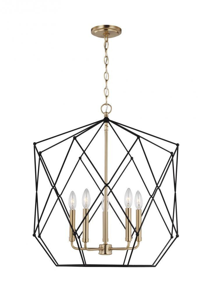 Visual Comfort Studio Zarra Large 5 Light LED Lantern Satin Brass