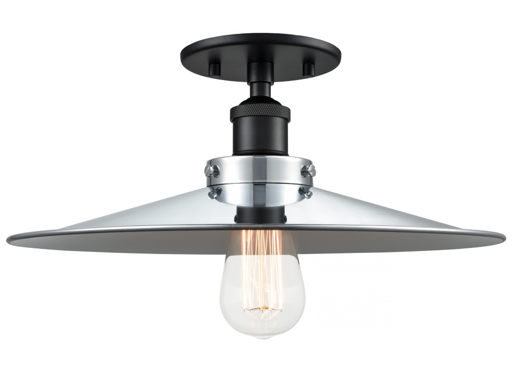 Matteo Lighting Bulstrodes Workshop 14-in Semi-Flush Mount Black