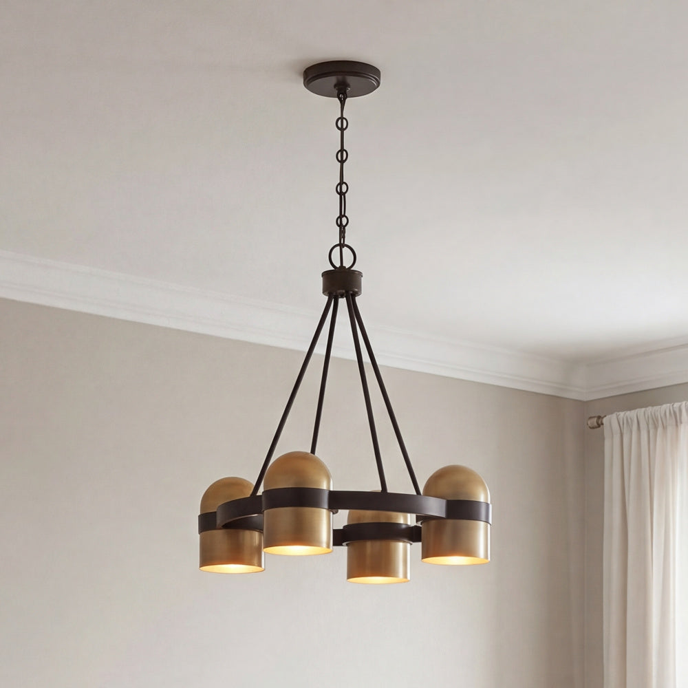 Savoy House Andover 4-Light Chandelier - Mediterranean Bronze and Riviera Brass