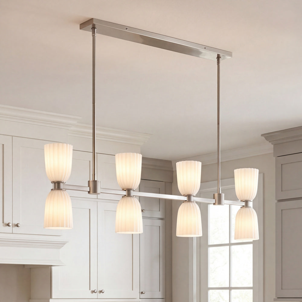 Savoy House Baldwin 8-Light Linear Chandelier - Satin Nickel