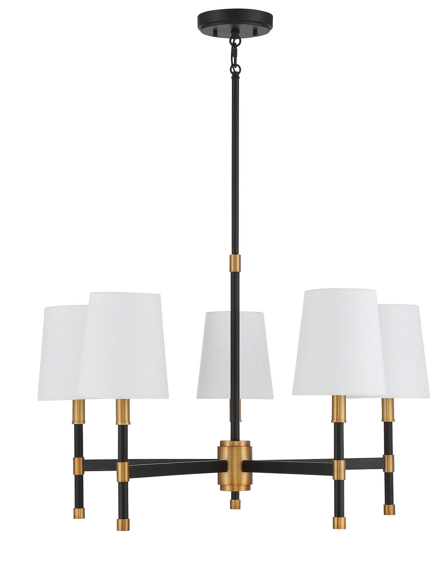Brody 5-Light Chandelier in Matte Black with Warm Brass Accents