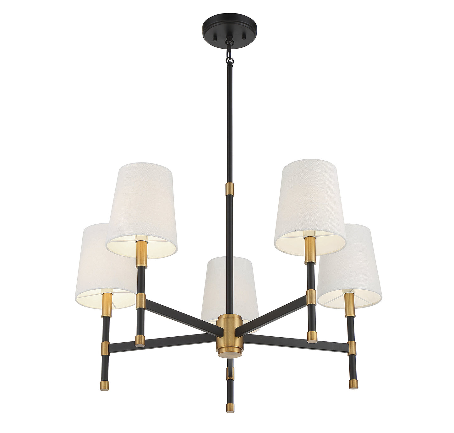 Brody 5-Light Chandelier in Matte Black with Warm Brass Accents
