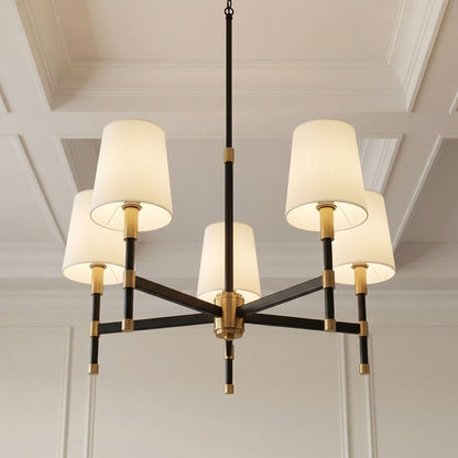 Brody 5-Light Chandelier in Matte Black with Warm Brass Accents
