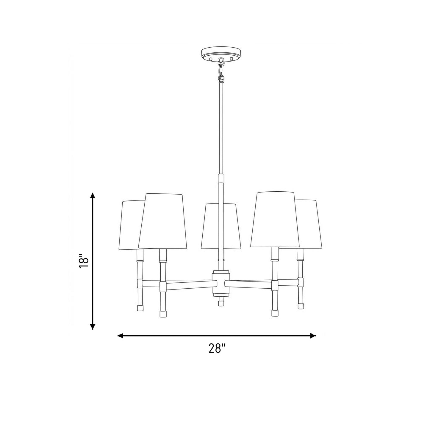 Brody 5-Light Chandelier in Matte Black with Warm Brass Accents