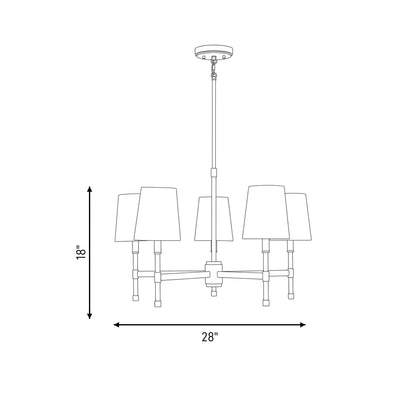 Brody 5-Light Chandelier in Matte Black with Warm Brass Accents