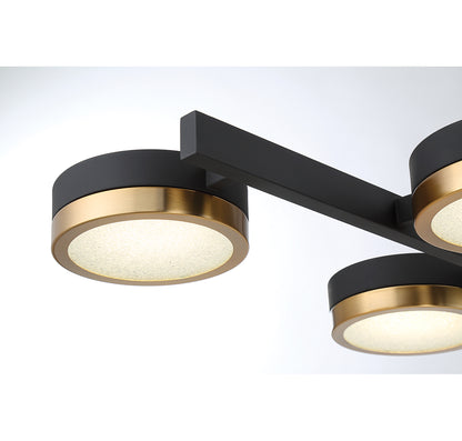 Ashor 8-Light LED Linear Chandelier in Matte Black with Warm Brass Accents