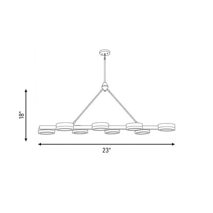 Ashor 8-Light LED Linear Chandelier in Matte Black with Warm Brass Accents