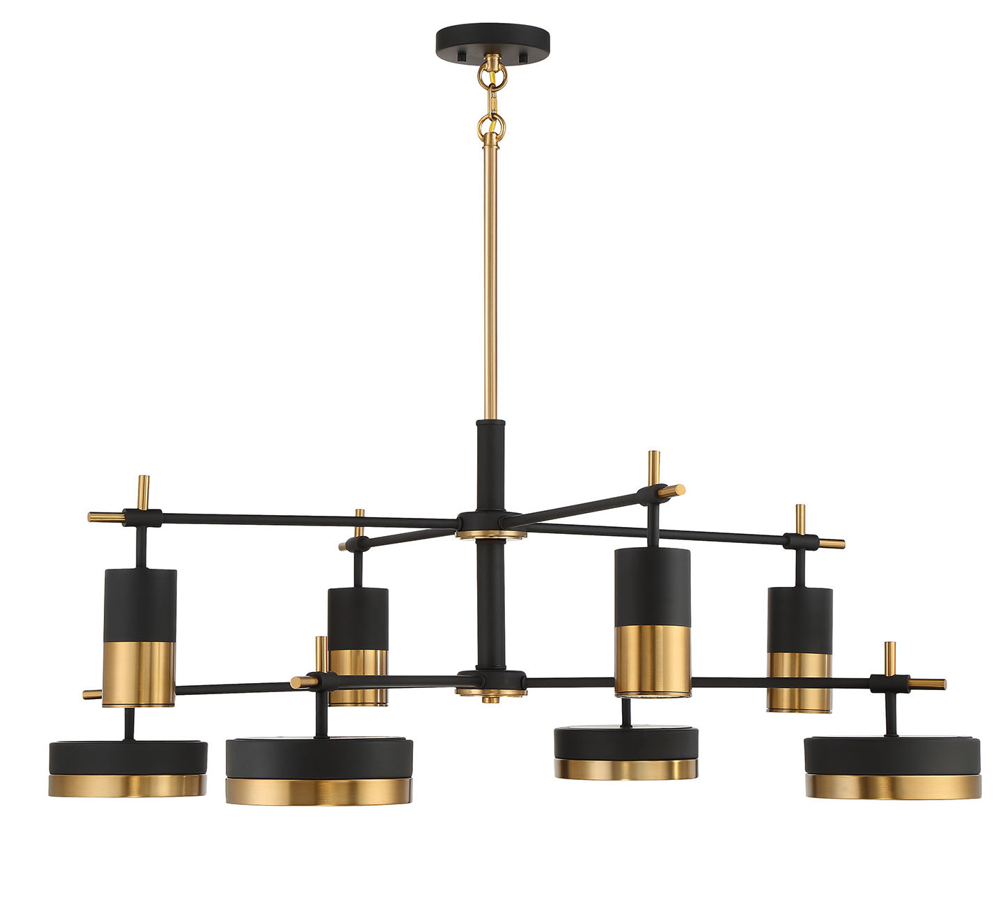 Ashor 8-Light LED Chandelier in Matte Black with Warm Brass Accents