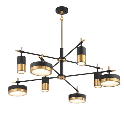 Ashor 8-Light LED Chandelier in Matte Black with Warm Brass Accents