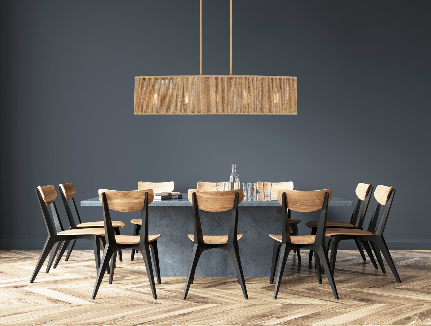 Ashe 5-Light Oval Chandelier in Warm Brass and Rope