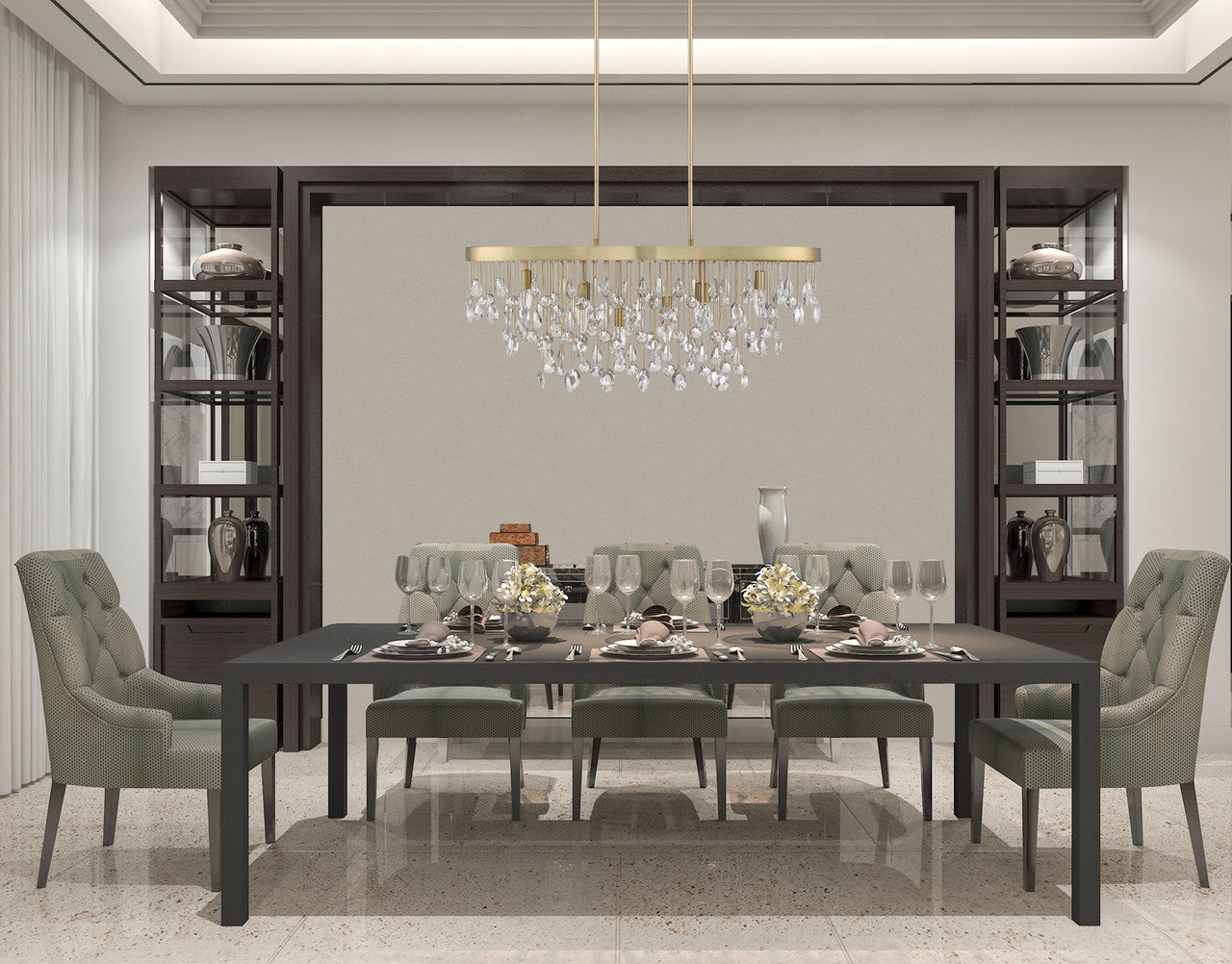 Livorno Linear Chandelier, 8-Light, Noble Brass, 15"W, Savoy House (1-1847-8-127 1R0M6)