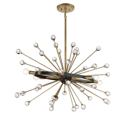 Ariel 6-Light Oval Chandelier in Como Black with Gold Accents