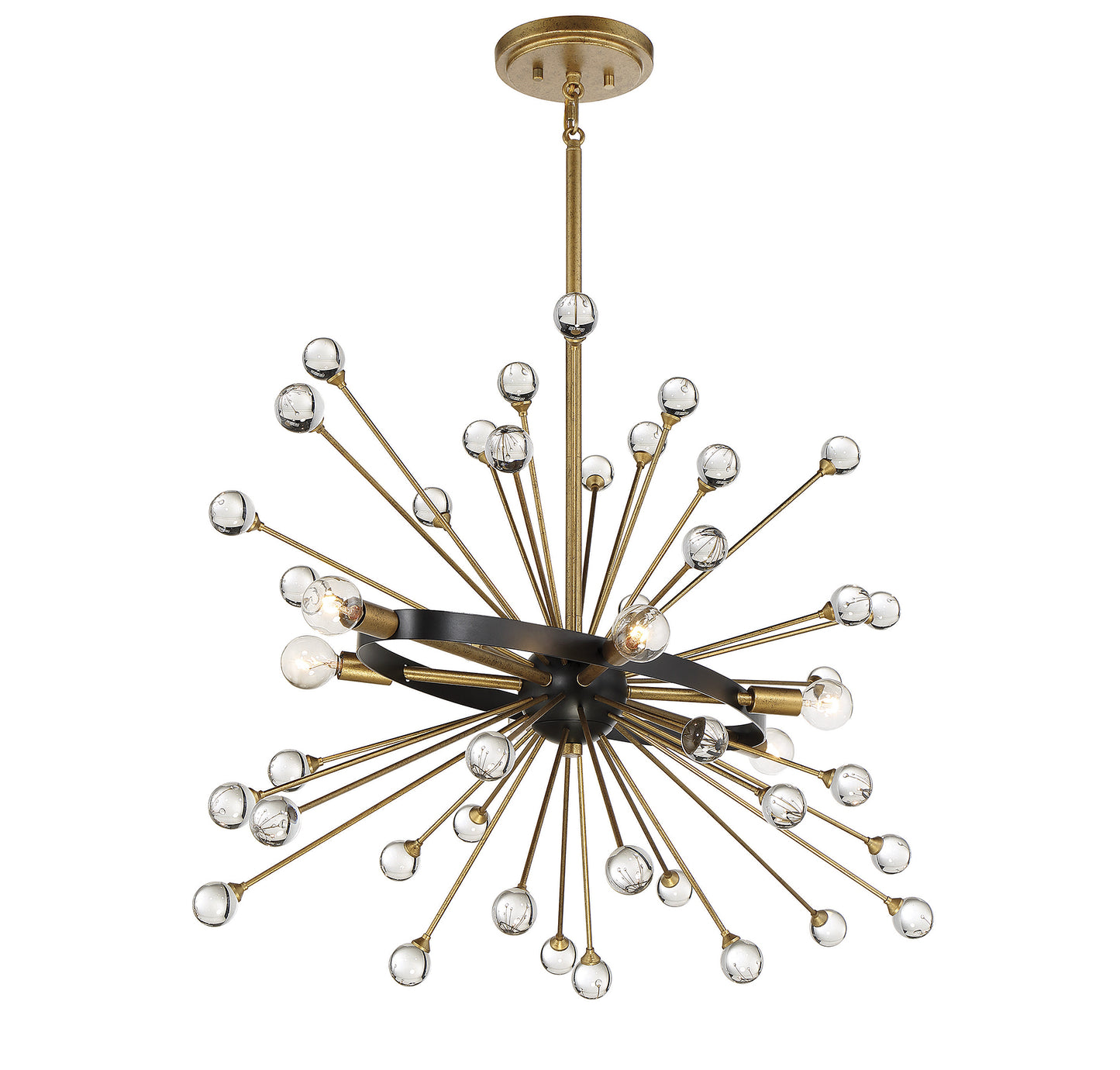 Ariel 6-Light Oval Chandelier in Como Black with Gold Accents