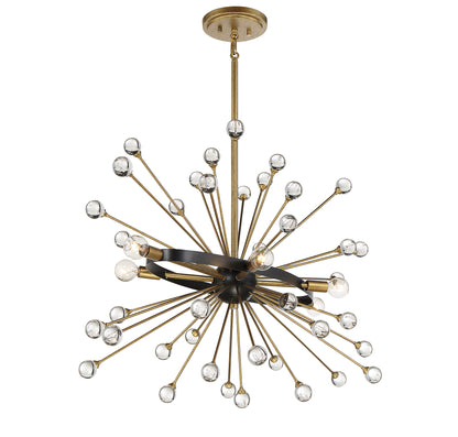 Ariel 6-Light Oval Chandelier in Como Black with Gold Accents