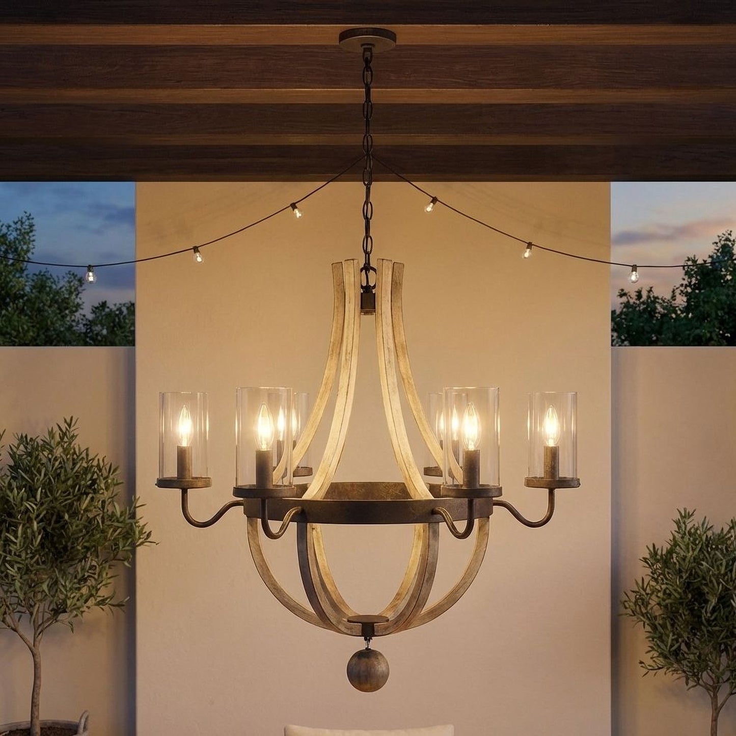 Eden 6-Light Outdoor Chandelier in Weathervane