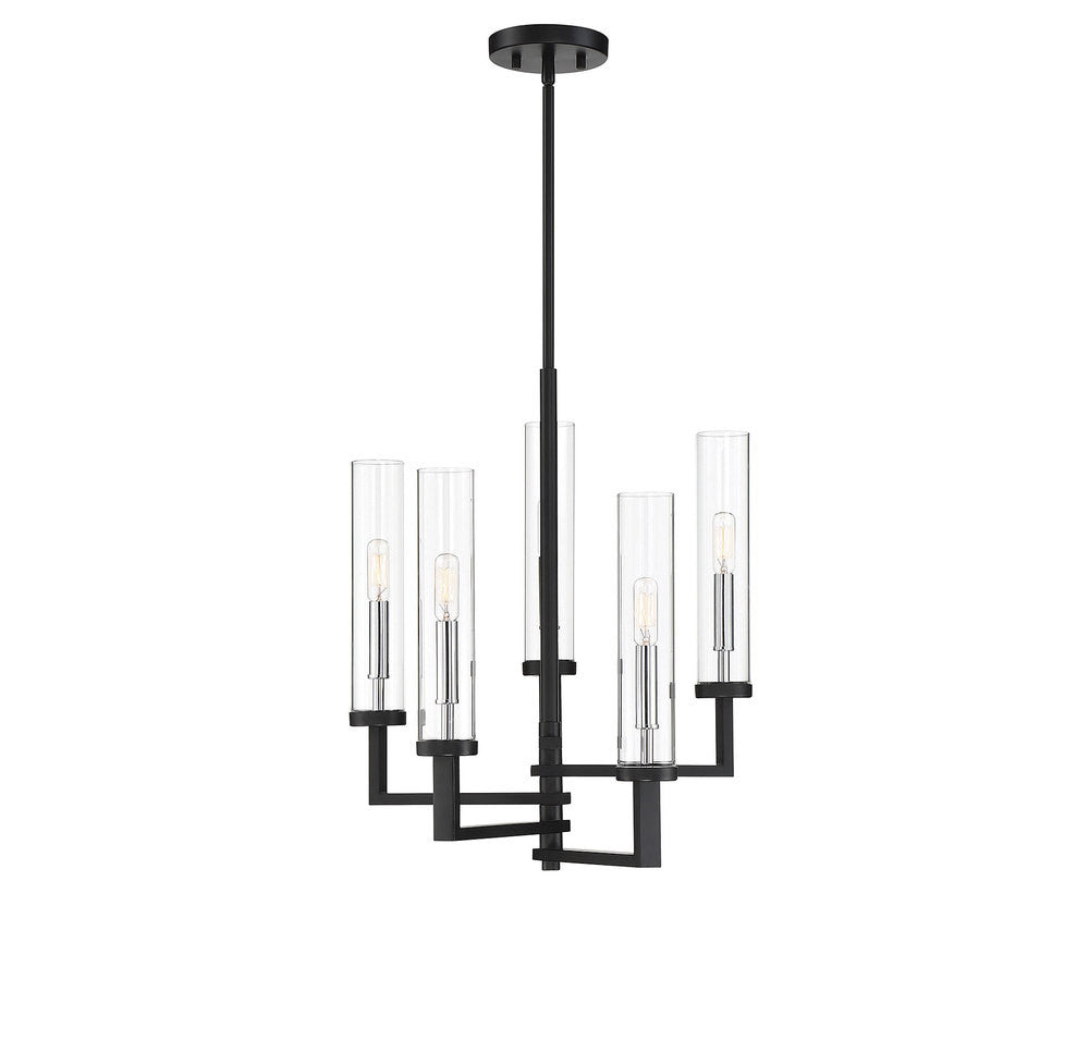 Savoy House Folsom 5-Light Chandelier Matte Black with Polished Chrome Accents