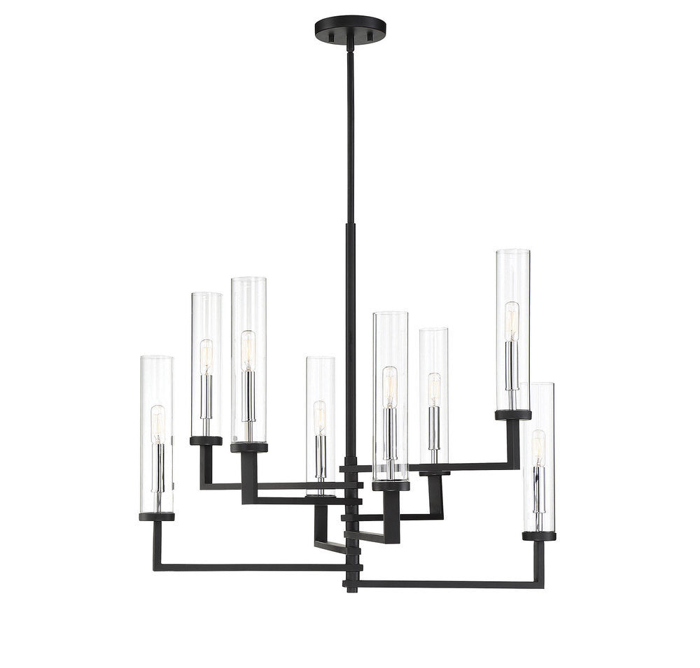 Savoy House Folsom 8-Light Chandelier Matte Black with Polished Chrome Accents