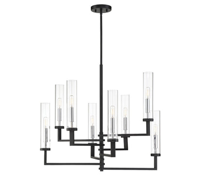 Savoy House Folsom 8-Light Chandelier Matte Black with Polished Chrome Accents
