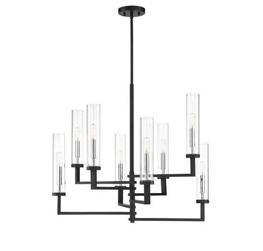 Savoy House Folsom 8-Light Chandelier Matte Black with Polished Chrome Accents