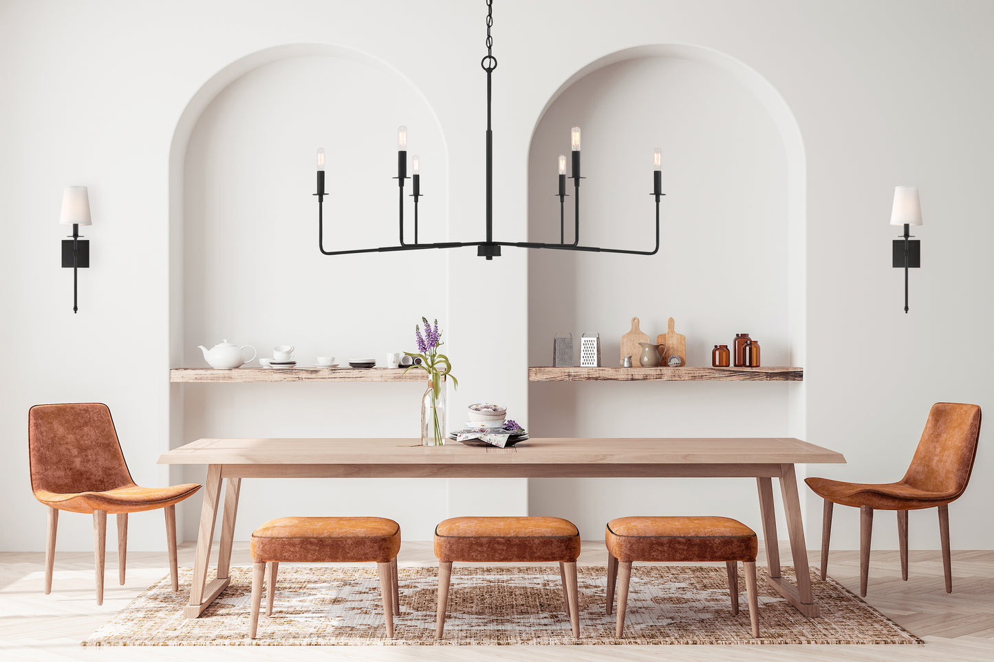 Salerno 6-Light Chandelier in Matte Black