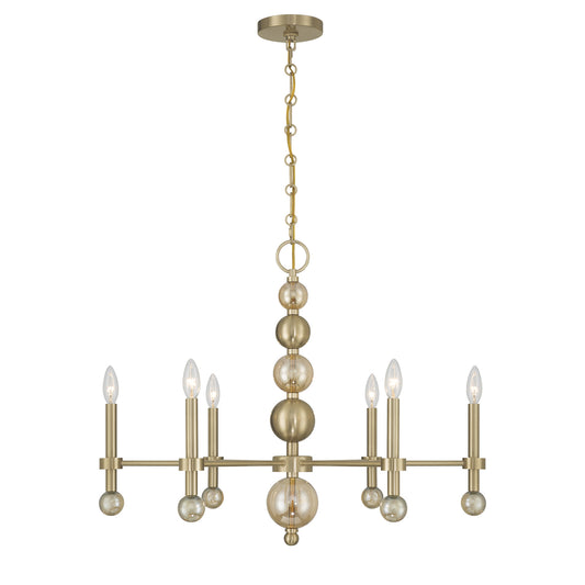 Savoy House Crescent 6-Light Chandelier, 30"W - Noble Brass