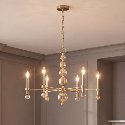 Savoy House Crescent 6-Light Chandelier, 30"W - Noble Brass
